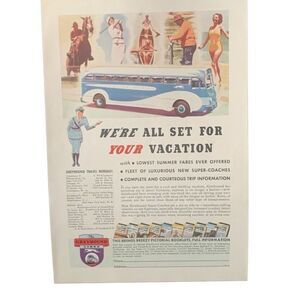 Vintage 1937 Greyhound All Set For Vacation Ad Advertisement